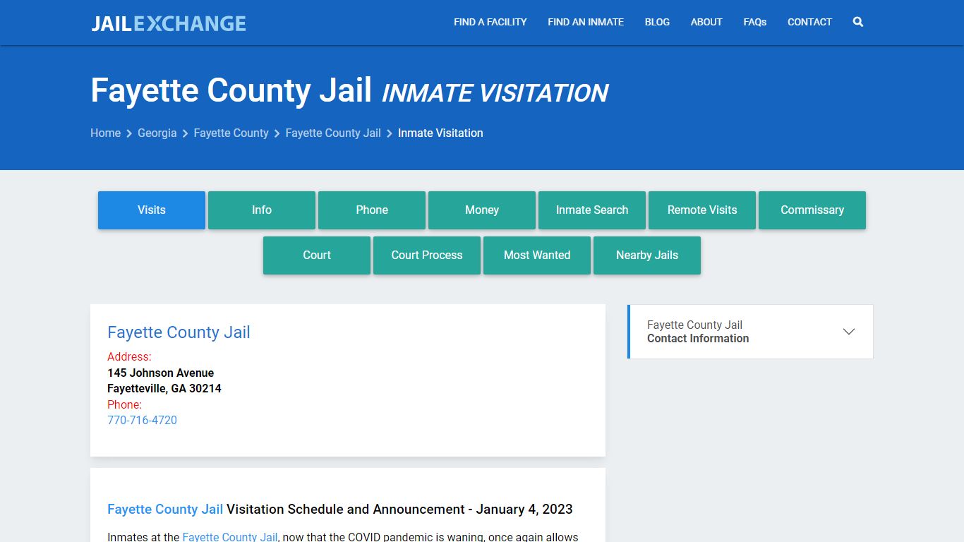 Inmate Visitation - Fayette County Jail, GA - Jail Exchange