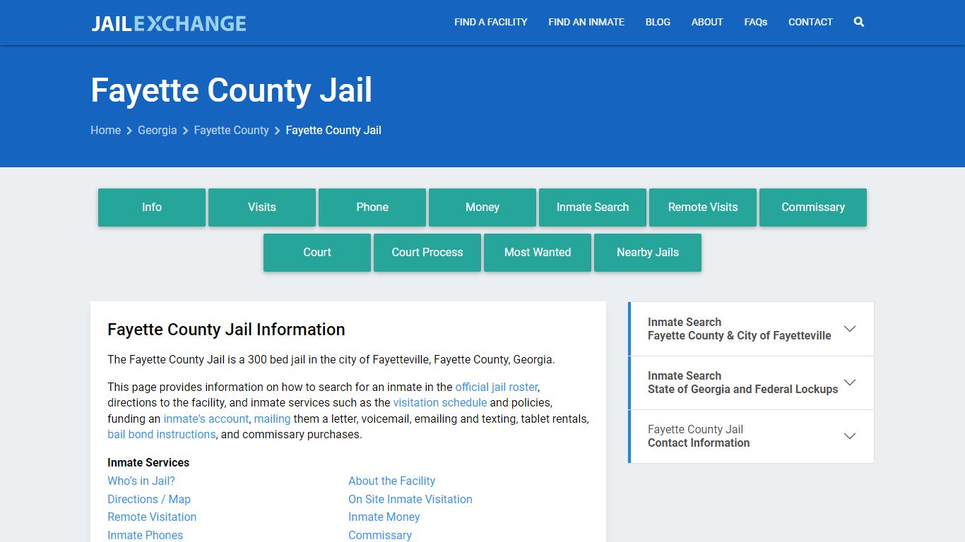 Fayette County Jail, GA Inmate Search, Information